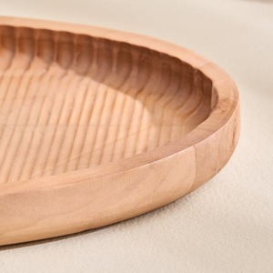 Plateau de service ovale classique en bois d'acacia massif de qualité supérieure, plateau de petit-déjeuner, organisateur de table basse, multi-usages, durable, compatible lave-vaisselle - Product Image 2