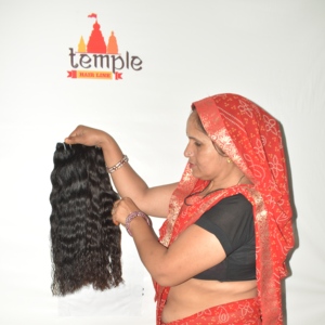 Extensions Lace Front en Cheveux Naturels Indiens Remy Bruts, Doux, Noirs, Ondulés, Coupe Droite, Cheveux de Temple, Double Trame Faite à la Machine, 100g - Product Image 4