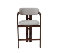 Tabouret de bar moderne de style mid-century, écologique, en bois, avec revêtement en tissu et dossier, pour hôtel et salle à manger