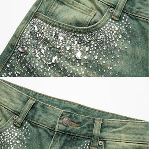 Shorts clásicos de mezclilla azul para hombre, corte relajado, tela de algodón premium informal. - Product Image 4