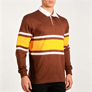 Maillot de rugby rayé respirant à coupe classique pour homme, manches longues, pour polo - Product Image 2