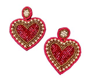 Pendientes de Cuentas en Forma de Corazón Rosa, Pendientes Personalizados con Múltiples Cuentas para Mujer, Joyería Festiva para Fiestas al Mejor Precio - Product Image 1