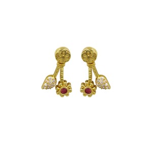 Wholesale 14K18K24K Micron Gold Plated Brass Forming AD & Ruby <b>Necklaces</b> <b>Fashion</b> <b>Necklaces</b> Traditional Floral Design Jewelry Set - Product Image 6