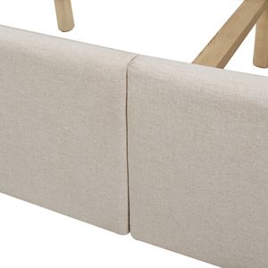 Set letto imbottito Marcella Queen Size con testiera a baldacchino in poliestere beige neutro cielo - Product Image 4