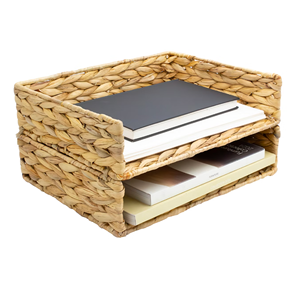 2-Tier Water Hyacinth <b>File</b> <b>Storage</b> Basket, Woven Paper Tray, Woven Desk Basket for Documents, Office and <b>Storage</b> From Vietnam - Product Image 4