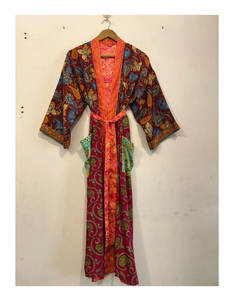 Vintage Patchwork Silk Sari <b>Kimono</b> Robe Bohemian Front Open Luxury <b>Kimono</b> Robe <b>Beach</b> Party Wear <b>Kimono</b> Bathrobe - Product Image 1