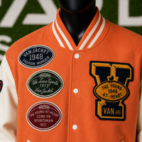 Veste universitaire brodée personnalisée unisexe, style streetwear, patchwork, bomber vintage, uniforme de baseball, manteau en gros