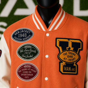 Veste universitaire brodée personnalisée unisexe, style streetwear, patchwork, bomber vintage, uniforme de baseball, manteau en gros - Product Image 4