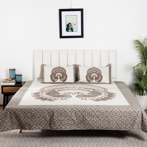 Magnifique ensemble de draps plats en coton imprimé animalier pour lit double, 2 taies d'oreiller, 300 fils/cm², literie écologique pour la maison - Product Image 1