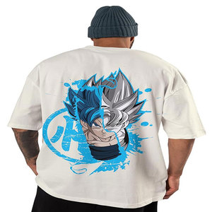 Vente en gros de t-shirts à impression bouffante 3D personnalisés de haute qualité, lavés à l'acide vintage, vieux t-shirt surdimensionné pour hommes à épaules dénudées - Product Image 2