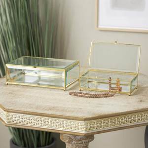Boîte à bijoux en verre biseauté noir, faite à la main et personnalisée, avec cadre métallique pour organiser les bijoux, boîte de rangement en métal et verre - Product Image 2