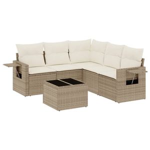 Set Divano da Giardino Beige con Cuscini, Resistente ai Raggi UV, in Rattan PE, Arredamento da Esterno dal Design Contemporaneo, Impermeabile - Product Image 2