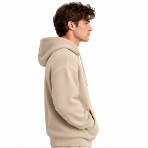 Sweat à capuche en maille gaufrée pour homme, décontracté, à manches longues, thermique, streetwear, pour sports d'hiver, personnalisable, vente en gros de vêtements - Product Image 3