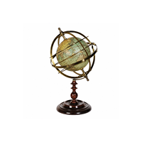 Globe terrestre vintage Art Déco avec base en laiton rotative, fait main, ornement éducatif pour bureau, maison, bibliothèque, décoration d'intérieur