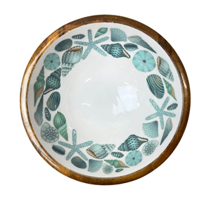 Venta Directa de Fábrica: Tazón de Madera con Diseño de Estrella de Mar y Conchas, Esmaltado, para Servir Alimentos, Utensilios de Cocina, Uso en Bodas - Product Image 1