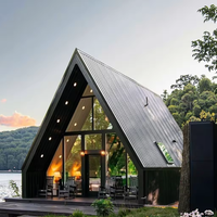 Résidence modulaire de luxe à double niveau en structure acier, hôtel moderne respirant, villa, structure d'accueil extérieure