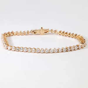 Bracelet tennis cœur en diamant certifié de laboratoire en or massif, bracelet de mariage délicat en or pour anniversaire - Product Image 1