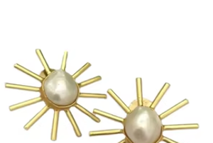 Pendientes de fusión antiguos Perlas reales barrocas Estilo de perno Latón chapado en oro Joyería de moda vintage para bodas y fiestas - Product Image 2