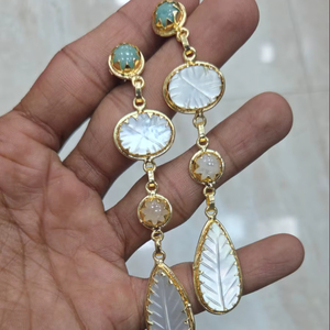 Natural Brass <b>Earrings</b> Women Trendy Fashion Jewellery Textured Finish <b>Hook</b> Statement Wedding Dangle Exima Unique Design - Product Image 1