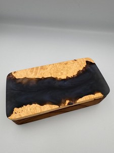 Wooden Jewelry Box With Epoxy <b>Resin</b> Inlay Gray Felt Lined Compartment Storage For Rings And Necklaces With <b>Resin</b> <b>Crafts</b> - Product Image 2