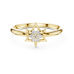 Anillo Minimalista de Oro Amarillo Sólido de 14k para Mujer con Diamantes Redondos de Corte Brillante y Piedras Cultivadas en Laboratorio, para Uso Diario, Apilable - Product Image 1
