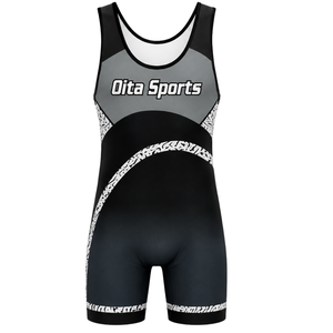 Men Black Gray Sublimated Wrestling Singlet Polyester <b>Athletic</b> Sports Uniform Sleeveless Wrestling Training Match Wear Clothing - Product Image 1