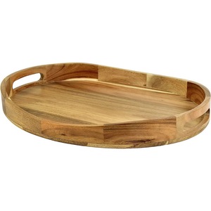 Plateau de service de luxe en bois massif extra large avec rebords pour petit-déjeuner et ottoman, vente en gros - Product Image 1