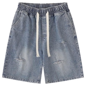 <b>Men's</b> <b>Drawstring</b> Denim Shorts Acid Wash Ripped Distressed Relaxed Fit Casual Streetwear High Street Style Denim Shorts <b>Men</b> Oem - Product Image 4