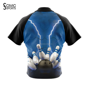 Breathable Polyester Adults Sportswear Custom Logo Printing <b>Bowling</b> Club Jersey Short custom - Product Image 4