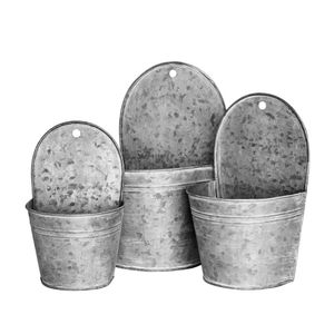 Jardinière murale rustique en métal galvanisé, style seau à olives ventilé, pour jardin intérieur ou extérieur - Product Image 6