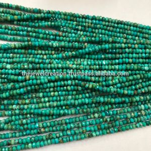 Perles de pierre précieuse en turquoise verte naturelle d'Arizona de 3 mm, facettées en rondelles, certifiées IGI, pour la fabrication de bijoux, 2026 - Product Image 2