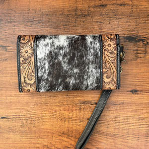 2024 Wholesale Custom Hand Tooled Leather Clutch Purse Western High Quality Cowhide Floral Credit <b>Card</b> Holder <b>Wallet</b> for Women's - Product Image 4