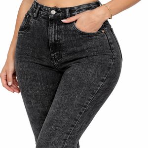 Jeans de Mezclilla Ajustados de Cintura Alta para Mujer, Tela Elástica Transpirable, Estilo Casual Vintage - Product Image 4