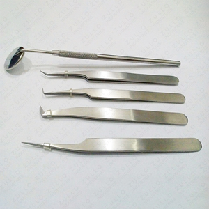 Ensemble de 4 pinces à cils en acier inoxydable de qualité supérieure avec pointes précises et miroir intégré pour extensions de cils - Product Image 5