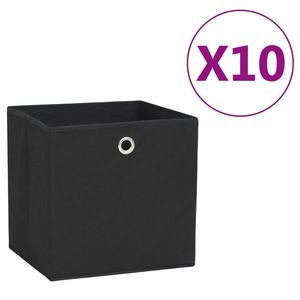 Juego de 10 Cajas de Almacenamiento Decorativas de Tela No Tejida Negra, Plegables, de 11.0 Pulgadas - Product Image 1