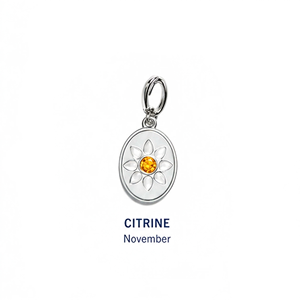 Pendentif en Citrine Pierre de Naissance de Novembre, Personnalisé OEM, Plaqué Argent, Breloque Fleur Ronde, Pétale de Nacre, Cristal Jaune, Vente en Gros - Product Image 1