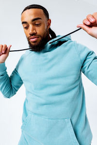 Ensemble de survêtement vintage personnalisé avec logo, pull et pantalon de jogging pour homme, coupe oversize, effet délavé, deux pièces, vente en gros - Product Image 3