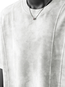 Camiseta de algodón 100% de alto gramaje con lavado ácido para hombre, de lujo, desgastada, vintage, oversize, de corte largo, personalizable, lisa, 2026 - Product Image 3