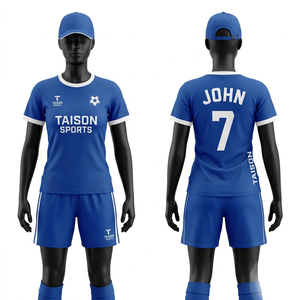 ชุดฟุตบอลพรีเมียม โพลีเอสเตอร์ 180 GSM สีขาวเทอร์ควอยซ์ แขนเสื้อแบบแร็กแลน พร้อมโลโก้แบบซับลิเมชั่นสั่งทำพิเศษ - Product Image 5
