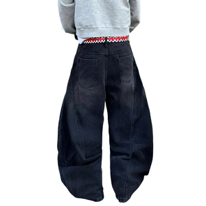 Jeans de Mezclilla Anchos Negros para Hombre, 100% Algodón, Estilo Vintage Lavado, Corte Holgado, Casual, Streetwear, Pantalones Baggy, Moda Hip Hop Relajada - Product Image 2