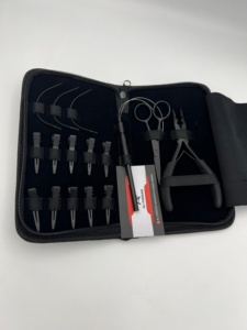 AL-FARDAN INSTRUMENTS Kit d'outils pour extensions de cheveux noir mat, le plus vendu, logo personnalisé accepté, pinces, ciseaux, boucles - Product Image 2