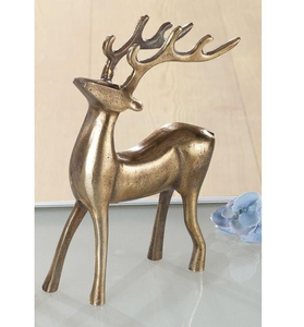 Reno Metálico con Acabado Dorado, Decoración Navideña Costera de Estilo Pop Art, Decoración Elegante para el Hogar y la Oficina - Product Image 1