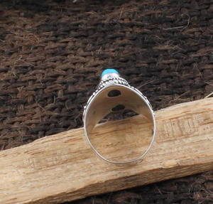 925 Sterling <b>Silver</b> Bezel Setting Turquoise Handmade Classic <b>Boho</b> Dainty Solitaire Vintage Wedding <b>Ring</b> Certified Jaipur - Product Image 1