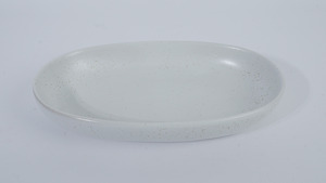 Japanese <b>Style</b> White Speckled Bamboo Fiber Durable Eco-Friendly Oval Plate for Restaurant HORECA Pasta Salad Main Course Serving - Product Image 4