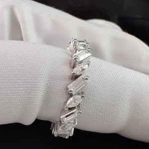 Anillo de eternidad completo con corte baguette y marquise de moissanita para mujer, plata 925 original, regalo de promesa nupcial para ella - Product Image 2