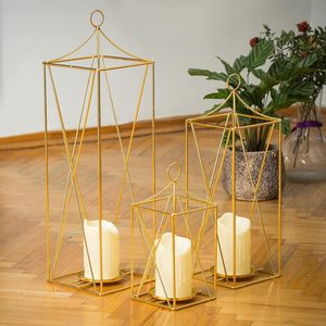 Farol Decorativo Nórdico de Hierro sin Llama, Hexagonal, Geométrico, Hecho a Mano, Resistente al Calor, Adornos Románticos para Mesa de Boda y Hogar - Product Image 5