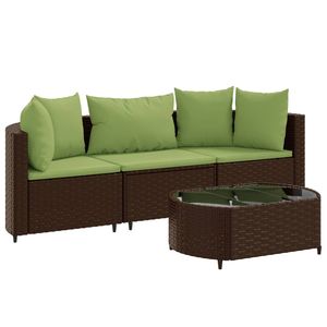Juego de 3 Sofás de Jardín Marrón y Verde, Elegante Conjunto de Sofás para Exteriores - Product Image 2