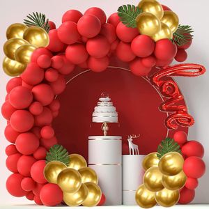 Kit de Guirnalda de Globos Rojos de Látex y Dorado Metálico de 115 Piezas, Tira de Arco de 16 Pies para Globos de Aniversario y Boda - Product Image 1