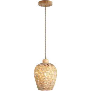 Lámpara Colgante de Bambú Tejido de 17.8 Pulgadas, Lámpara de Techo Colgante Hecha a Mano, Iluminación Rústica Ajustable para Cocina - Product Image 4