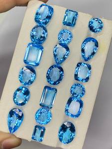 พลอยบลูโทแพซธรรมชาติจากสวิส คละขนาด รูปทรงเหลี่ยมเจียระไน ขนาด 6x8 มม. 8x10 มม. 10x12 มม. 12x16 มม. สำหรับทำเครื่องประดับ - Product Image 3